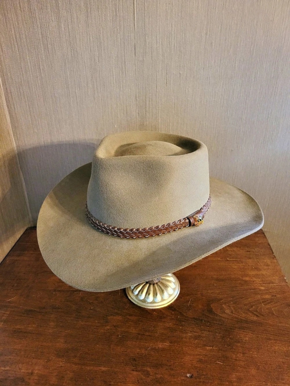 Feathertop Stockman Western Rabbit Fur Felt Hat Brown Size 57/7